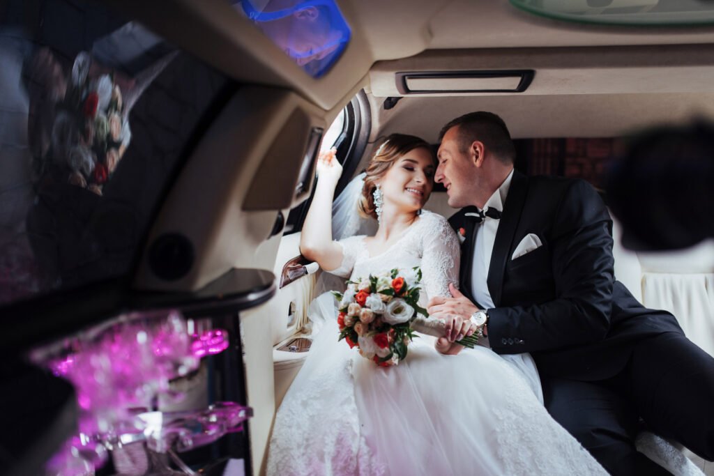 happy man and woman smiling rejoicing in wedding day